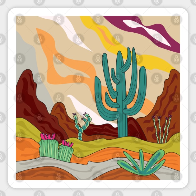 Arizona desert, desert climate, cactus lovers gift Sticker by WorldOfMine